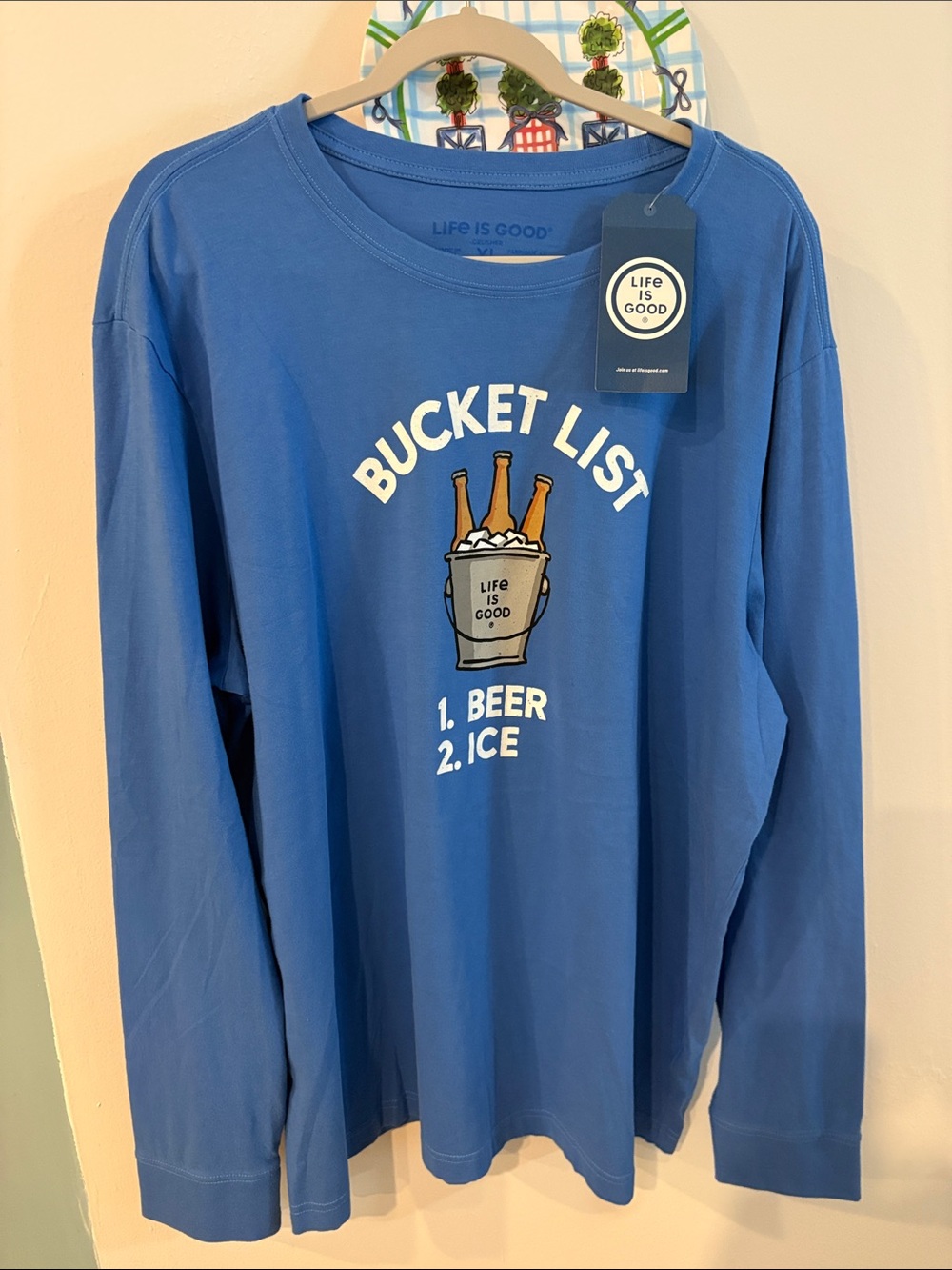 NWT MENS LIFE IS GOOD LONG SLEEVE T SHIRT